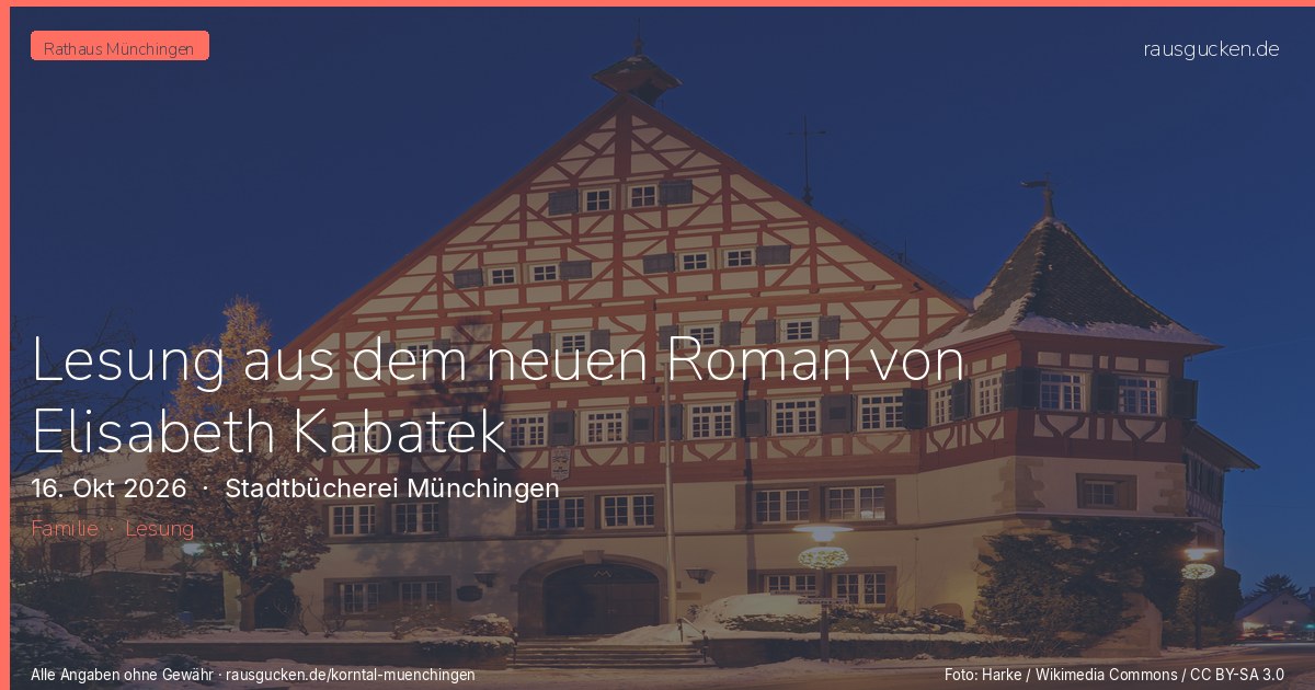 Lesung aus dem neuen Roman von Elisabeth Kabatek – Stadtbücherei Münchingen in Korntal-Münchingen