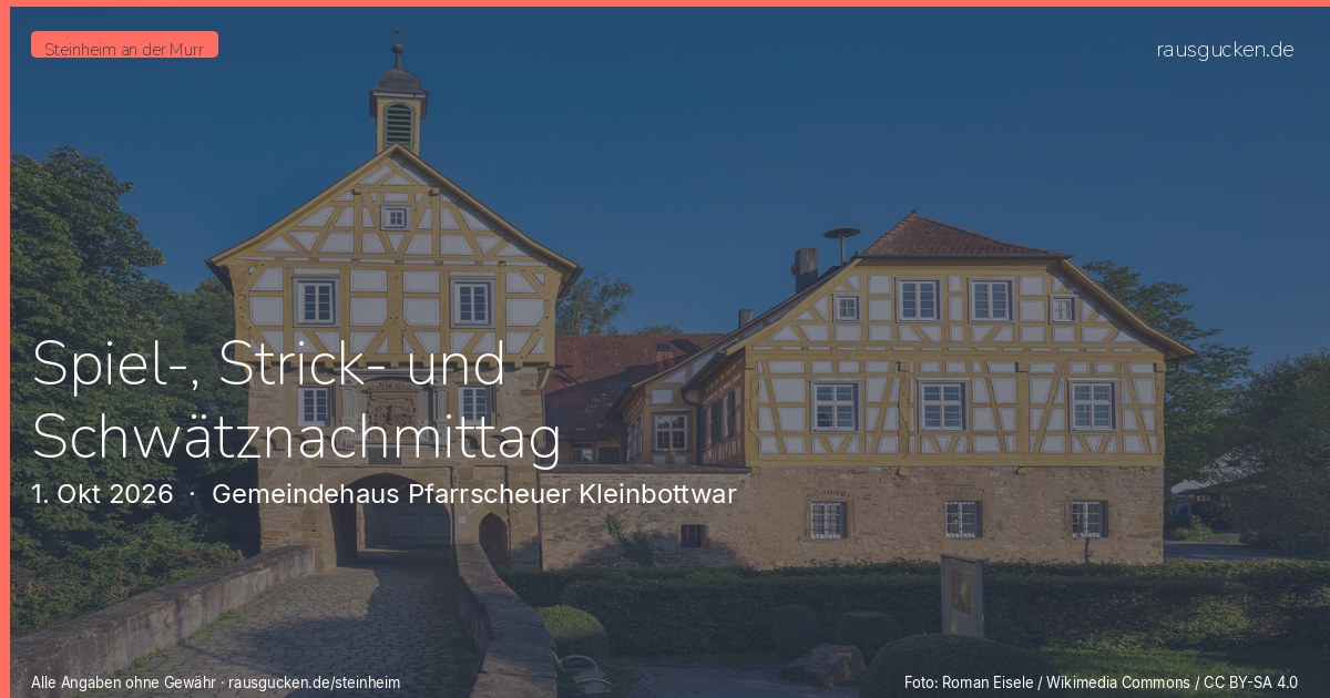 Spiel-, Strick- und Schwätznachmittag – Gemeindehaus Pfarrscheuer Kleinbottwar in Steinheim an der Murr